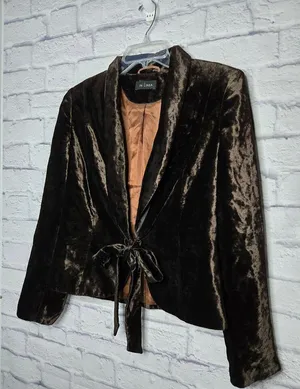 In Linea brown velvet blazer jacket shimmery holiday career office 40. thumbnail 2
