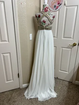 Terani Couture White Maxi Gown with Silver Embellished Bodice size 6 thumbnail 3