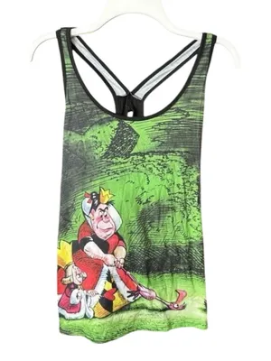 Disney Queen of Hearts Tank Top Size M Green Black thumbnail 2