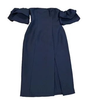 Keepsake Off Shoulder Midi Dress Medium Navy Slit Minimal Party Cocktail Travel thumbnail 1