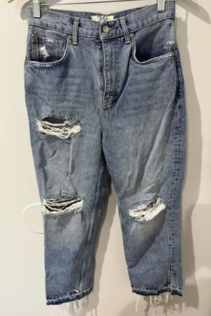 We The Free Free People Straight Leg Distressed Jeans High Rise 28 M thumbnail 1