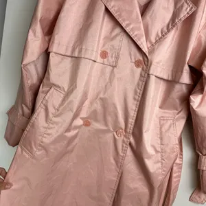 Vtg Saxton Hall Blush Pink Shimmer Trench Coat Jacket Sz 10 Belted Waist thumbnail 8