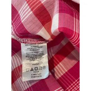 Ann Taylor Top Pink Orange White Plaid Loose Fit Size L thumbnail 6