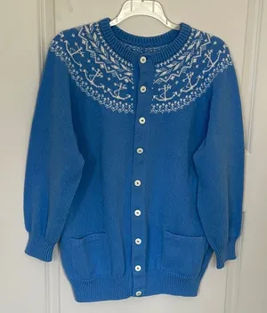 Vintage Handmade Cottage Core Cardigan Large Coastal thumbnail 1
