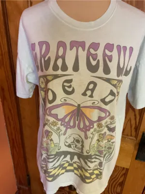 American Eagle Grateful Dead Graphic Tee XS Butterfly Skull Mushroom Band Tee thumbnail 8