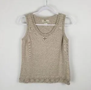 Bob Timberlake Beige Cream Knit Sweater Vest Grandma Grandmacore Size Large thumbnail 1