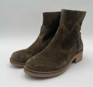 Antonio de Faria Mila Olive Green Suede Ankle Boots Western Zip Portugal Sz 7.5 thumbnail 1