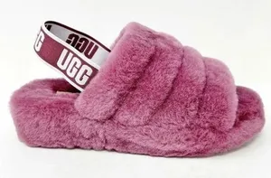 UGG Fluff Yeah Slide Slipper Womens 10 Pink Purple Sheepskin Slingback Sandal thumbnail 1