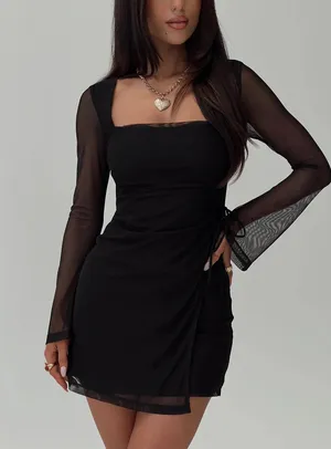 Martinez Long Sleeve Princess Polly Dress Black thumbnail 1