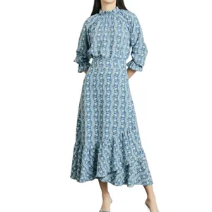 Hill House The Mirabel Skirt Trailing Vine Blue Linear Floral Poly Crepe XL New thumbnail 12