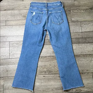 MOTHER The Tripper Ankle Fray Blue Distressed Straight Leg Jeans thumbnail 4