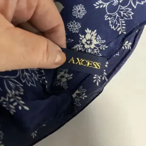 Access 100% silk dark blue floral scarf 32” x 33” hand rolled thumbnail 3