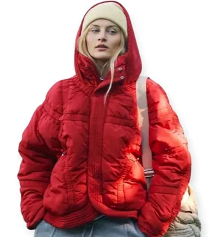 NEW With Tag Free People Movement Cranberry Red Shirr Enough Primaloft Insulated Puffer Coat Jacket Small thumbnail 1