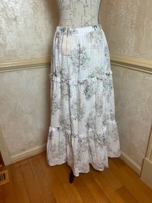 Solitaire Eyelet Lace Floral Maxi Skirt Tiered Ruffle Cottagecore Coquette Large thumbnail 10