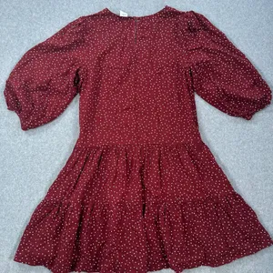 Melrose and Market Polka Dot Dress Women's X-Small Burgundy 3/4 Sleeve Drop Hem thumbnail 9