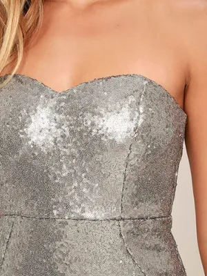LULU's Sexy Prom Holidays Wedding New Years Shimmer Sparkle Bustier Maxi Gown thumbnail 4