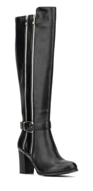 New York & Company Black Over-the-Knee Block Heel Boots with Dual Zippers Size 8 thumbnail 1