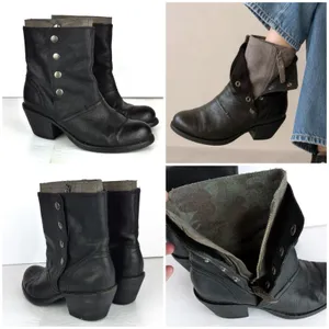 Luxury Rebel Beck Military Boots Women 38.5 8.5US Black Leather Moto Sleaze Rock thumbnail 2