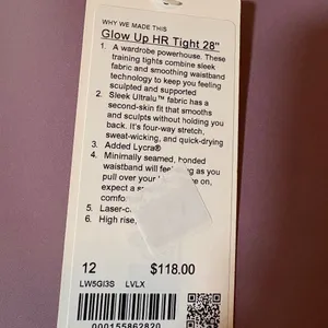 lululemon Glow Up™ Super-High-Rise Tight 28" NWT SZ 12 Color: LVLX thumbnail 2
