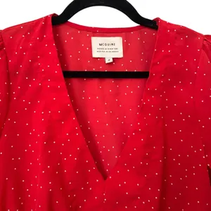 MCGUIRE Polka Dot‎ Peplum Blouse Red Small thumbnail 3