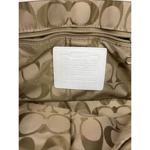 COACH Small Handbag Tan White Shoulder Travel Bag thumbnail 11