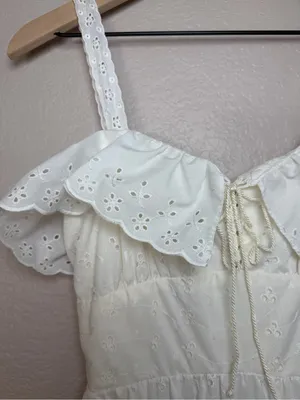 Roberta Vintage 70’s White Cotton Eyelet Lace Tiered Maxi Sundress 7 Cottage thumbnail 13
