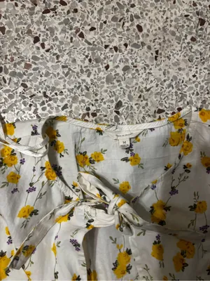 Sim & Sam White Floral Tie-Front Mini Dress with Puff Sleeves med thumbnail 3