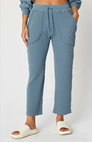 Back Beat Co Organic Cotton Waffle Joggers Slate Blue XS Lounge Pants thumbnail 1