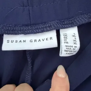 Susan Graver Navy Wide Leg Pull On Style Pants Size Large Minimalist Casual thumbnail 2