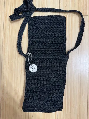 The Sak Black Crochet Boho Mini Crossbody with Logo Disc thumbnail 3