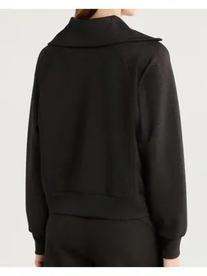 Spanx AirEssentials Half Zip Shimmer Very Black Gunmetal Shine Henley Sweater M thumbnail 2