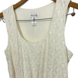 KATE & LILY Elegant Cream Lace Boho Midi Dress Sleeveless Ruffle Sz Medium thumbnail 6