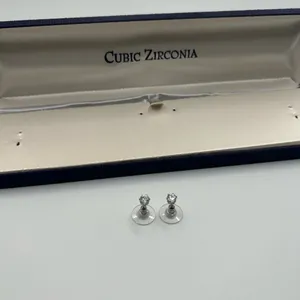 Kay Jewelers Silver CZ Earrings Stainless Steel Round Push Back Ear Stud for Men Women 4mm thumbnail 4