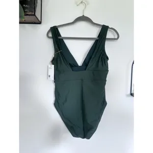 Nwt Quince Palm Green Italian Plunge One-Piece Swimsuit Sz Large thumbnail 4
