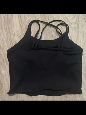 Athletic Black Strappy Crop Tank Top thumbnail 2