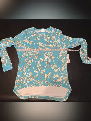 Roxy Teal Floral Long-Sleeve Rash Guard Swim Top size Small NWT thumbnail 7