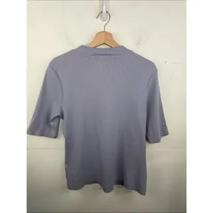 Maeve x Anthropologie Short Sleeve Ribbed Mock Neck Tee Purple Sz Large thumbnail 6