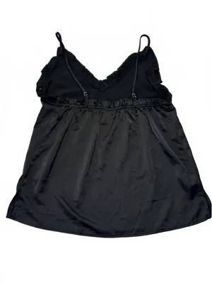 Black Lace Trim Camisole Top Chemise Lingerie Large Goth Coquette Grunge Y2K thumbnail 2