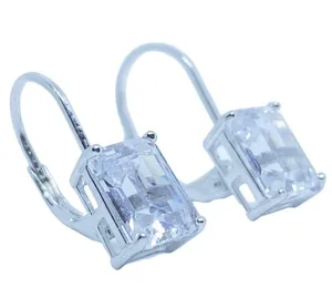 925 Clear CZ Lever Back Sterling Silver Earrings thumbnail 3