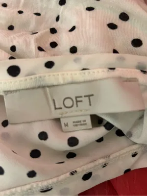 LOFT White Blouse with Black Polka Dots and Flutter Sleeves thumbnail 4