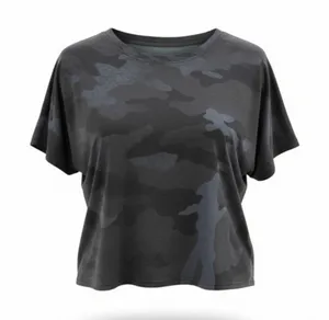The North Face Crop Top‎ Womens M Camo Mesh Back Athletic Workout Shirt thumbnail 1