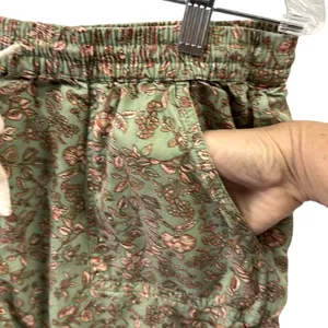Viscose Oneill Fran Green Floral Print Drawstring Waist 4 Pocket Shorts Womens L thumbnail 7