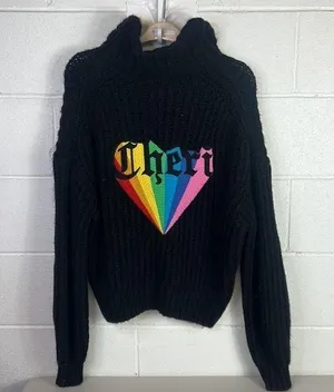 RTR Zadig & Voltaire Cheri Zip Turtleneck Sweater Zippered Knit Black sz M thick thumbnail 5