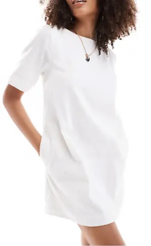 Abercrombie & Fitch White Short Sleeve Mini Dress thumbnail 1