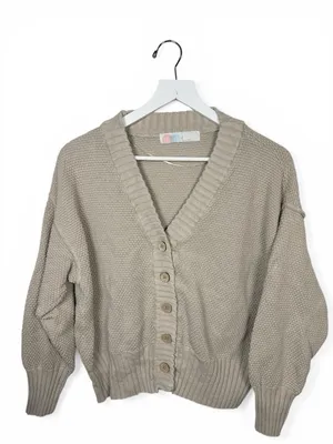 Free People FP Beach Chunky Boxy Cardigan in oatmeal W2356 Sz S thumbnail 3