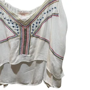 LF Native Rose Boho Tribal Embroidered Layered Blouse Tank Top White Size 10 thumbnail 4