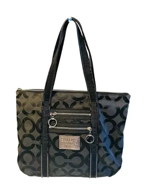 Coach Black Poppy Op Art Glam Tote thumbnail 1
