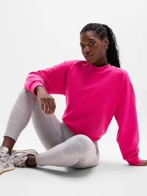 New Athleta L Easy Fleece Crew Relaxed Sweatshirt Dahlia Pink Large Regular thumbnail 4