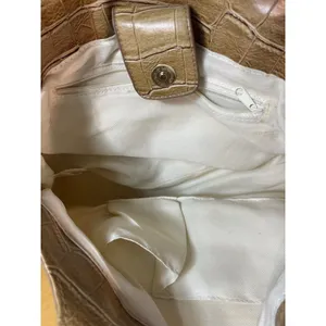 Avon 2006 Faux Bamboo Handle Canvas Satchel Handbag Beige Croc Embossed Purse thumbnail 15