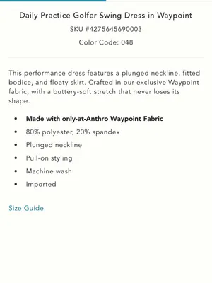 Anthropologie NWT Daily Practice Waypoint Golfer Swing Athletic Tennis Mini Dress Size Medium thumbnail 5